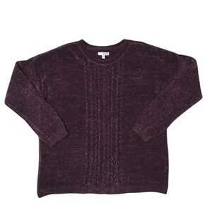 2/$20 NWT Sonoma purple crew neck cable knit sweater XL women size XL